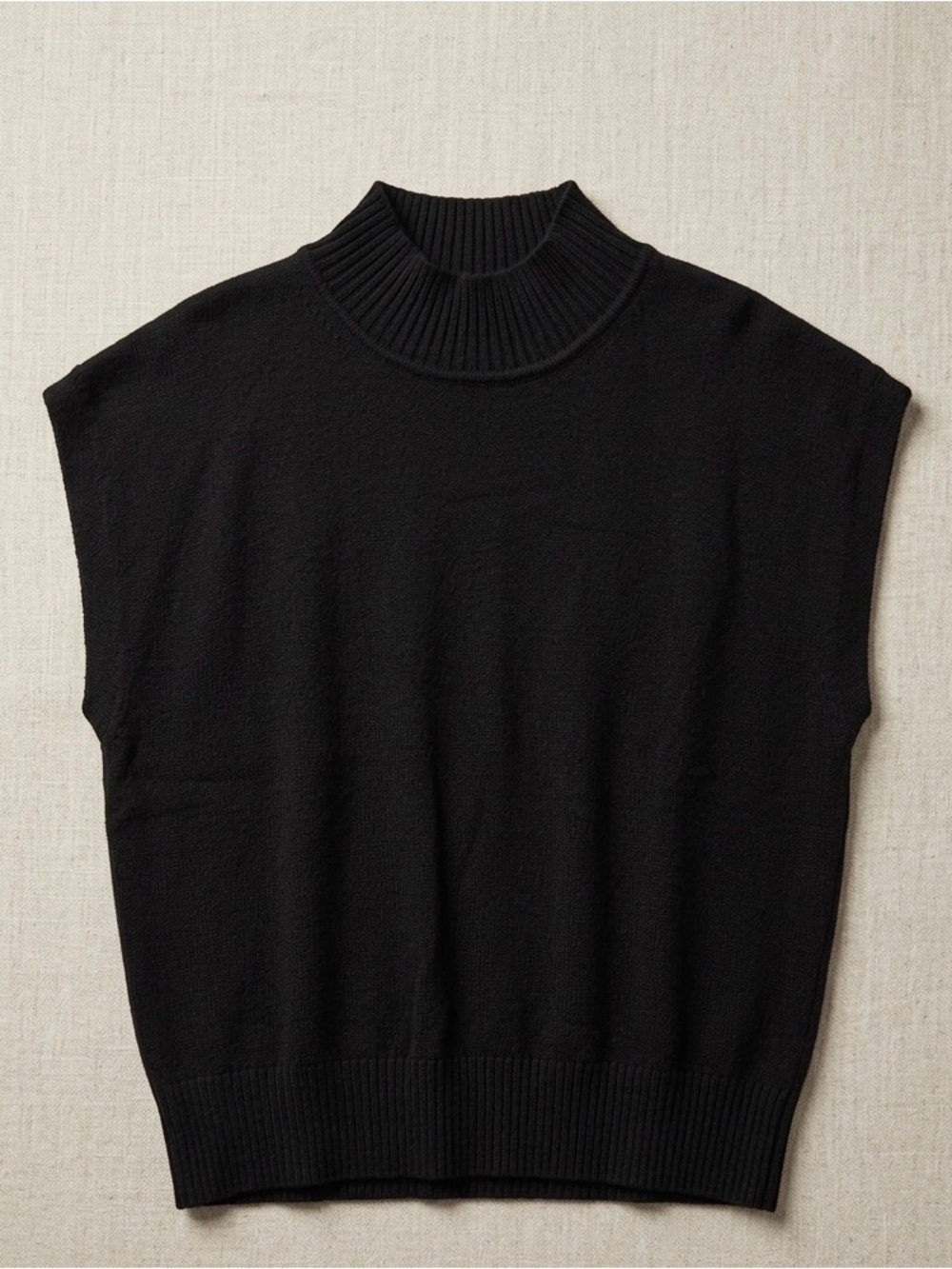 Black Sleeveless Turtleneck Sweater Vest
